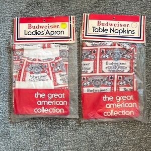 Vintage Budweiser Apron and Table Napkins